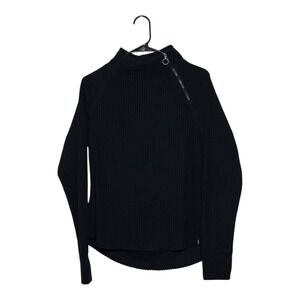 The American Outdoorsman for Women Black Ribbed Mock Neck 1/4‎ Zip Pullover SZ M
